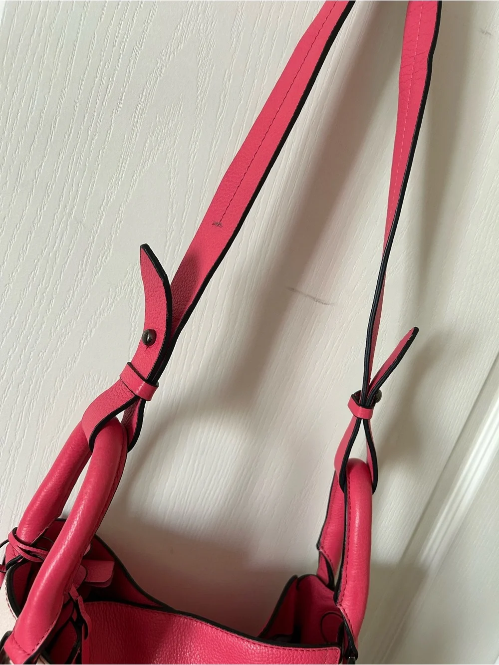Heather's Closet Convertible Two Tone Pink Bucket Flower Pebbled Shoulder Bag